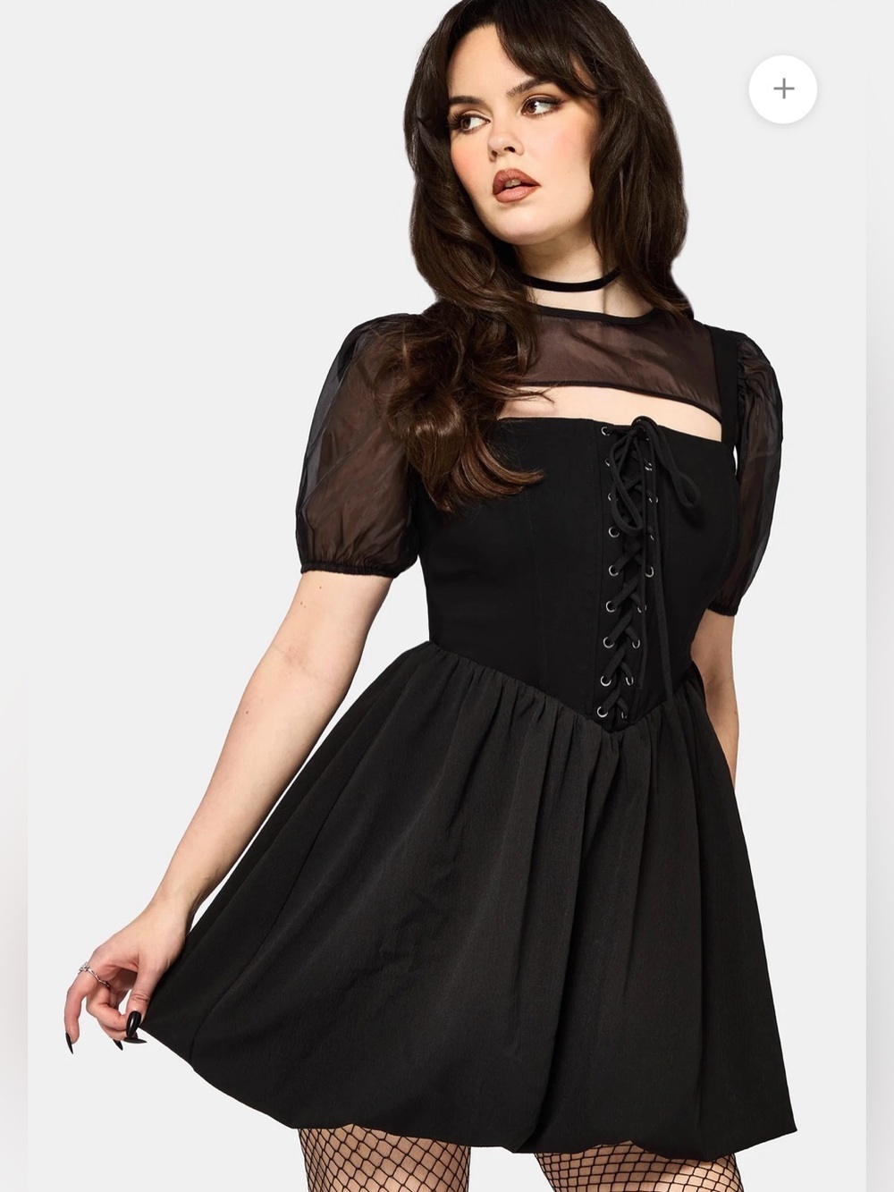 NWT Disturbia Miranda Puff Sleeve Lace Up Mini Dress size US 14